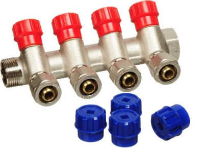 Коллектор с Регулировочными вентилями  3/4" х 4 выхода 16 мм Наружная резьба TeRma (TRm)  