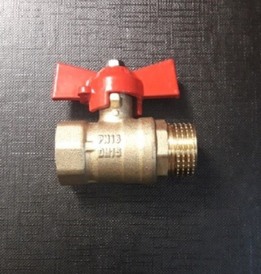 Кран шаровой латунный 3/4 " Внутренняя- Наружная ( Ду20 Ру16 ) 11Б27п1  бабочка