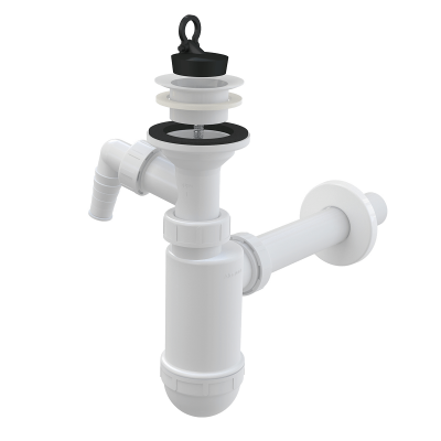 Сифон для умывальника А420Р ALCAPLAST, DN32 ,пластмассовая  решетка DN63 , со штуцером