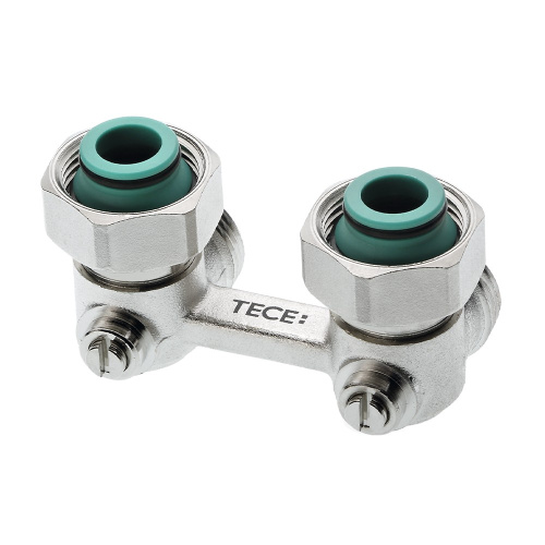 Запорно-присоединительный узел для нижнего подключения радиаторов, угловой 3/4" Ek x 3/4" Ek TECE