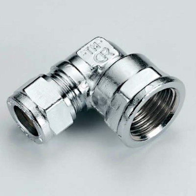 Угол Внутренняя резьба 15 х 1/2' хромированный обжим  TIEMME