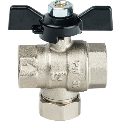 Кран шаровой с фильтром  1/2" резьба вн.-вн., ручка ,бабочка  STOUT