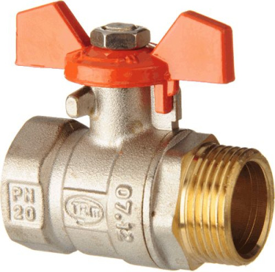 Кран шаровый для воды TERMA-R, рукоятка бабочка 3/4" Внутренняя-Наружная резьба