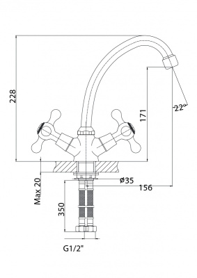 CLS2200 Смеситель KÖNNER CLASSIC для кухни с высоким поворотным изливом 