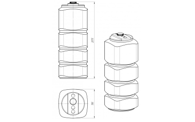 Емкость S 1000 oil для топлива 730 х 1580 мм (ширина х длина) 300 мм диаметр горловины