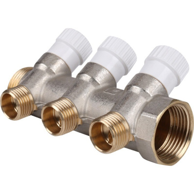 Регулировочный  коллектор  на 3 вых 1" х 1/2" STOUT никель  SMB 6851 011203