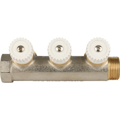 Коллектор регулировочный на 3 вых 3/4" х 3/4" евроконус STOUT никель  SMB 6851 343403