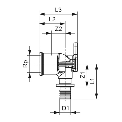 TECEflex Водорозетка с внутренней резьбой, 20 х 3/4", латунь 768525