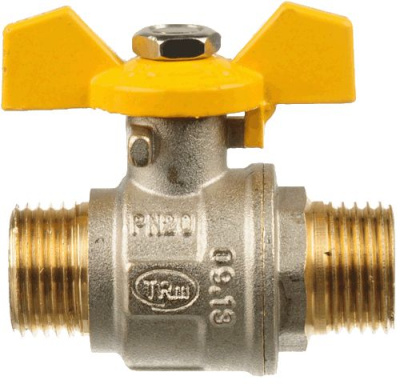 Кран шаровый для газа TERMA-R,  рукоятка бабочка     1/2" Наружная-Наружная резьба