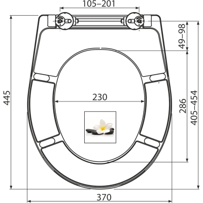 Сиденье для унитаза универсальное  ALCAPLAST A604 SOFTCLOSE FLOWER дюропласт  с антибак.  свойствами