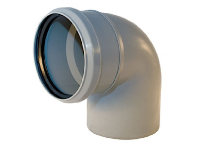 Отвод канализационный DN  110 мм на 90° полипропиленовый, серый Синикон