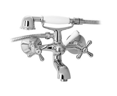 202 TREFF  Смеситель для ванны,излив 110мм. с держат. с классической кран-буксой лейкой Бэзик  MOFEM