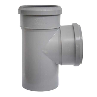 Тройник канализационный прямой DN  50x50мм на 90° полипропиленовый, серый Синикон