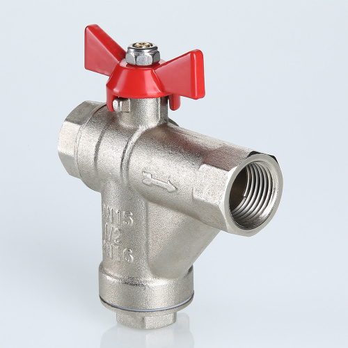 Кран шаровый со встроенным прямым фильтром, рукоятка бабочка 1/2" вн.-вн. VALTEC VT.294.N.04 