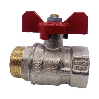 Кран шаровый  ручка Бабочка  3/4" внутренняя - наружная  резьба  TIEMME