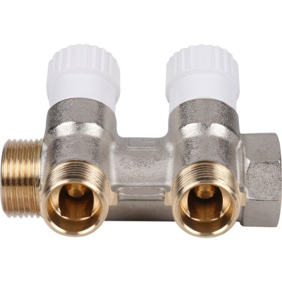 Регулировочный коллектор  на 2 вых 3/4" х 1/2" STOUT никель  SMB 6851 341202