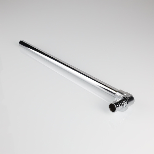 Угловой аксиальный фитинг с хромированной латунной трубкой короткий 20(2,8)х15 L 300 мм