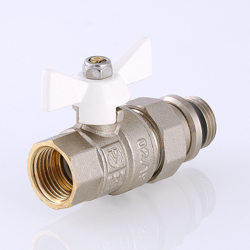 Кран шаровый BASE с полусгоном 3/4" вн.-нар. белая рукоятка c доп. уплотнением VALTEC VT.227.NRW.05