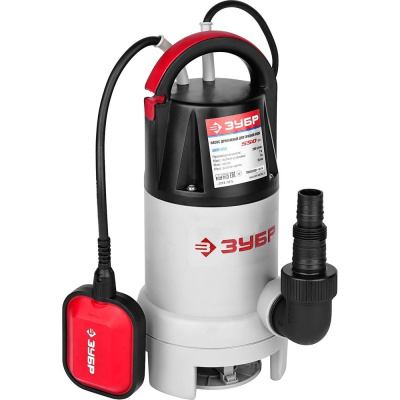 Насос погружной дренажный для чистой воды ЗУБР 550 Вт, 240 л/мин,напор 8,5 м, кабель 10 м.