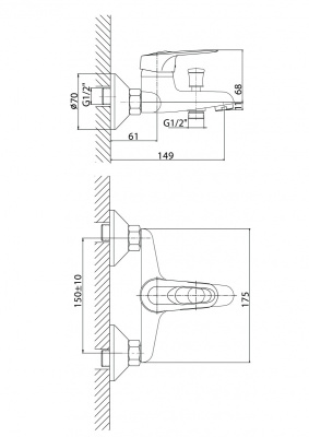 SOL1500 Смеситель KÖNNER SOLO для ванны  