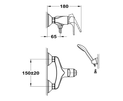 401 JUN EVO  Смеситель для душ.кабины без излива без душевого набора MOFEM