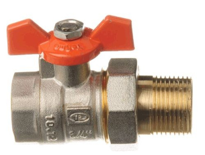 Кран шаровый для воды TERMA-R, с американкой рукоятка бабочка 1/2" Внутренняя-Наружная резьба