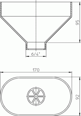 HL20 Капельная воронка; соед 170х92 мм, Выпуск 6/4 для сброса дренажа в канализацию, с разрыв. струи
