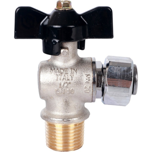 Кран шаровой с накидной гайкой угловой  1/2" резьба вн.-нар., ручка бабочка STOUT