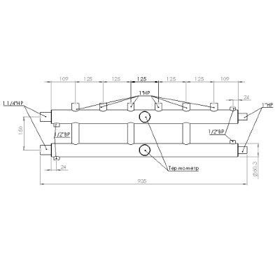Распределительный коллектор 85 кВт 4 контура 1,1/4х1 GK 32-3.1 AISI 304 ПроксиТерм