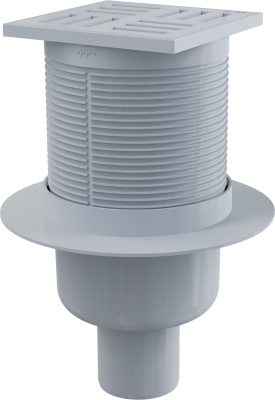 Сливной трап 105х105/50 мм прямой сток, серая решетка, мокрый гидрозатвор APV6111 
