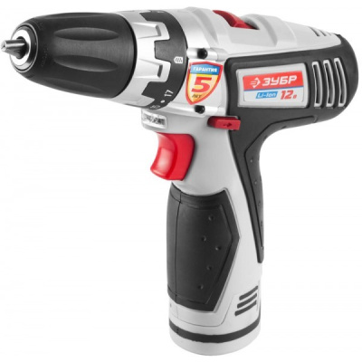 Дрель-шуруповерт аккумуляторная Li-ion 12 В ,крутящий момент 32/16 Hm , 17 уровней +1 , ЗУБР