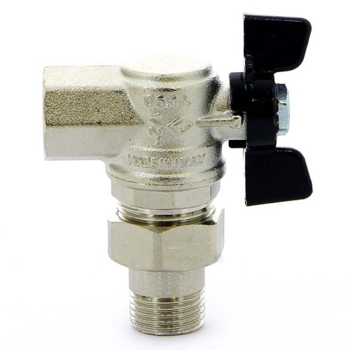 594 Кран шаровый со сгоном угловой бабочка 1/2''  BUGATTI  OREGON