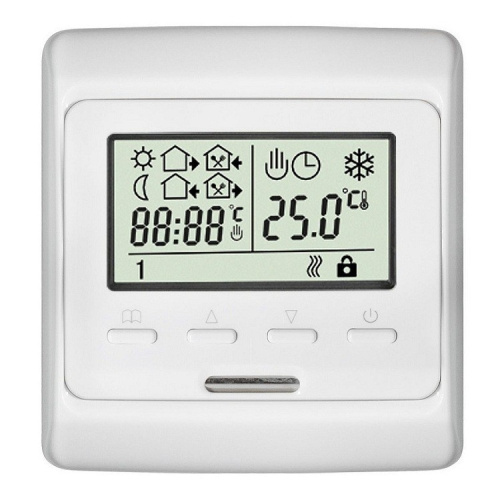 Терморегулятор программируемый  Е51 с жк дисплеем (белый)