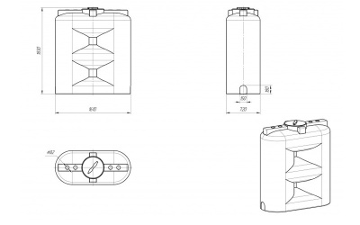 Емкость S 1500 oil для топлива 720 х 1600 мм (ширина х длина) 400 мм диаметр горловины