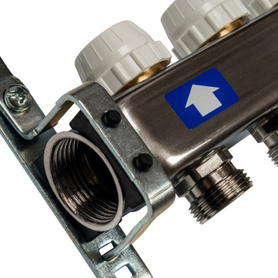 STOUT Коллекторная группа нерж. с запорными клапанами 1"х 3 вых.x 3/4" SMS 0922 000003