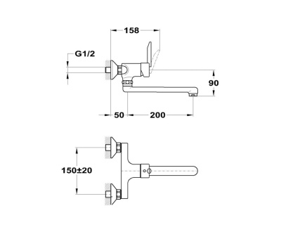 301 RUMBA Смеситель для мойки, настенный без излива MOFEM