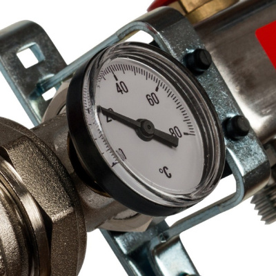 Комплект коллекторный блок с запорными клапанами STOUT 1"х7 вых x 3/4" SMS 0912 000007 нерж.сталь