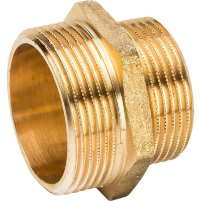 Фитинг  STOUT Ниппель переходной 1,1/2 x 1,1/4  SFT-0003-112114 наружная резьба латунь 