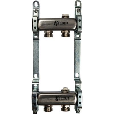 Коллекторный блок STOUT в сборе 1"х 2 вых x 3/4" SMS 0923 000002 нержавеющая сталь