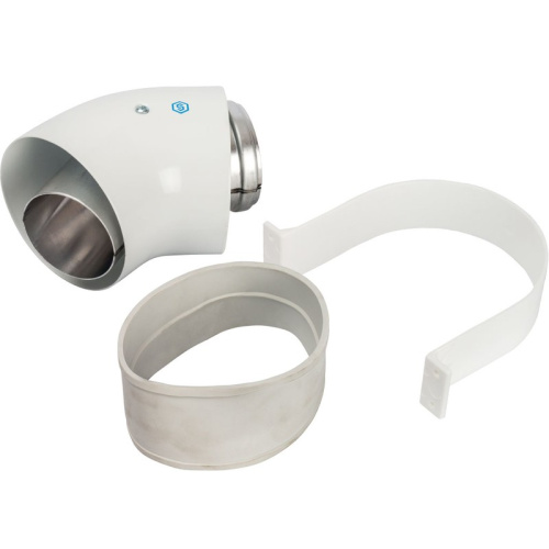 Угол коаксиальный для дымохода 45°Ø 60/100 уплотнение и хомут в комплекте  STOUT