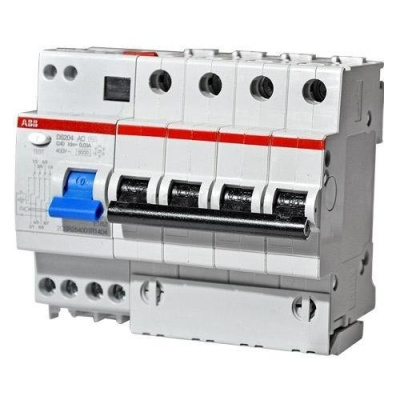Дифференциальный автомат ABB DS204 ,тип AС,4P+N,6 мод.10A,30mA,тип расцепления C