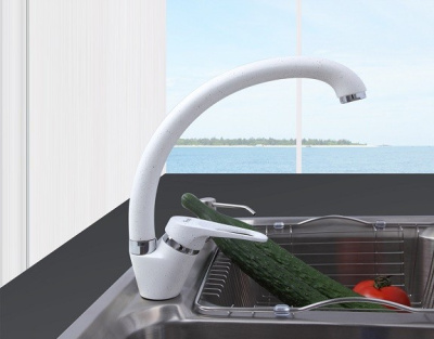 F 4113-8 Смеситель для кухни с гайкой однорукий белый 35мм FRAP