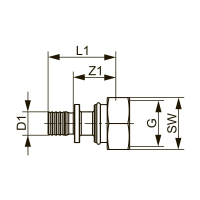 Соединение прямое с внутренней резьбой 20 x 3/4" (Евроконус) TECEflex, никелированное 7136201