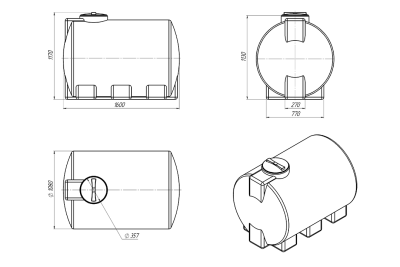 ЕМКОСТЬ ЭВГ 1000 литров 1150  х 1040  х 1500    Диаметр горловины 300 мм
