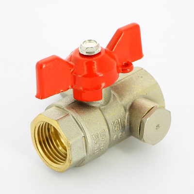 Кран ВВ 1/2" Pride с дренажным вентилем (заглушка 1/4"), бабочка