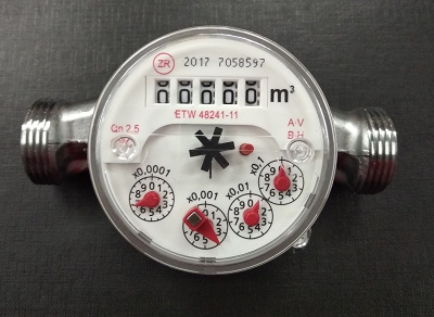 Счётчик ГВС ZENNER ETW-N-MZ,Dn20,монт.длина 130,крыльчатый,одноструйный,резьбовой