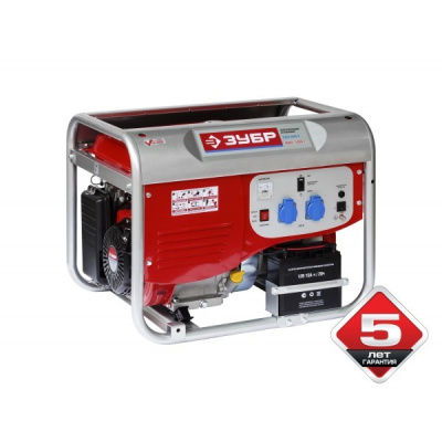 Генератор бензиновый ЗУБР 5000/4000 Вт,220 В,ручной-эл. пуск,2,08 л/ч ,предохранитель 16А,бак 25 л.