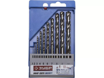 Набор сверел по мет. ЗУБР "ЭКСПЕРТ" Сталь Р6М5,угол заточки 135 10 шт.уп.