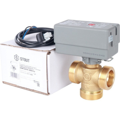 Компактный 3-х ходовой 1.1/4 зона-ый клапан, сервопривод 230V, кабель 1м, kv8 SVM-0070-300132 STOUT