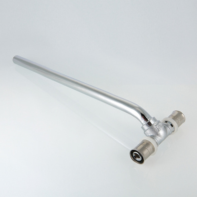 Тройник радиаторный пресс с латунной хром. трубкой 15 мм, 20х15х20 (700 мм. длинный)                